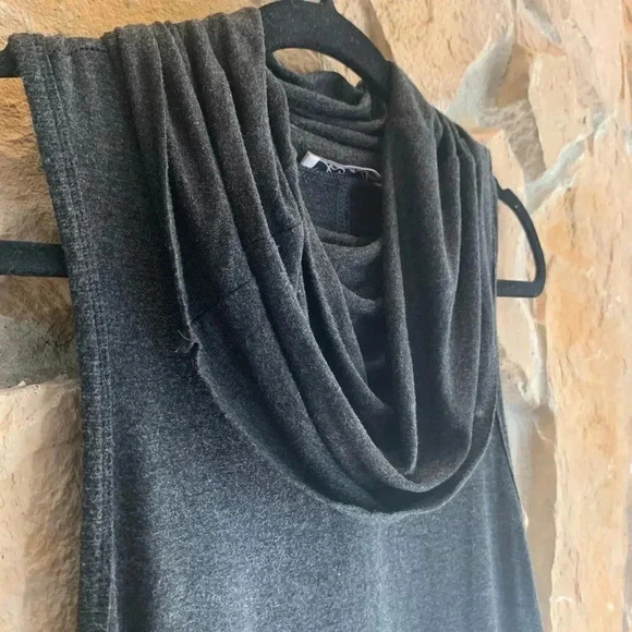 Chloe K Dark Gray asymmetrical Cowl Neck Top - Picture 3 of 8